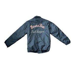 Vtg 80s Hartwell Bear Den Pool League Bomber Jacket USA Made Sz 34-36 "Wayne" Em